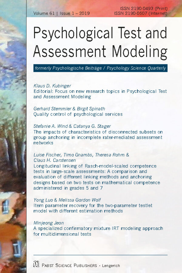 Psychological Test and Assessment Modeling 19-1