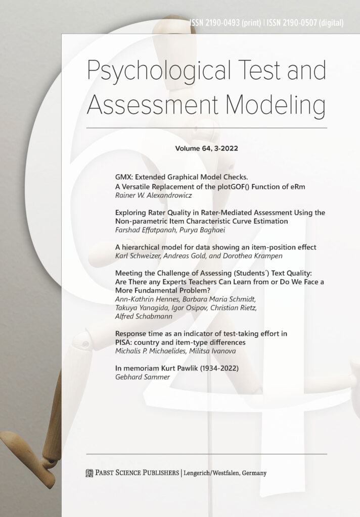 Psychological Test and Assessment Modeling 2022-3